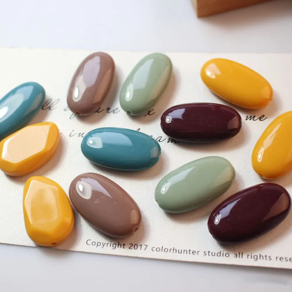 

Diy jewelry making 40pcs/lot color printing geometry ovals shape resin fashion beads fit garment/bracelet pendant accessory