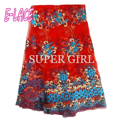 Чистый синий Высокое качество Африканский швейцарские ткани кружева Швейцарии