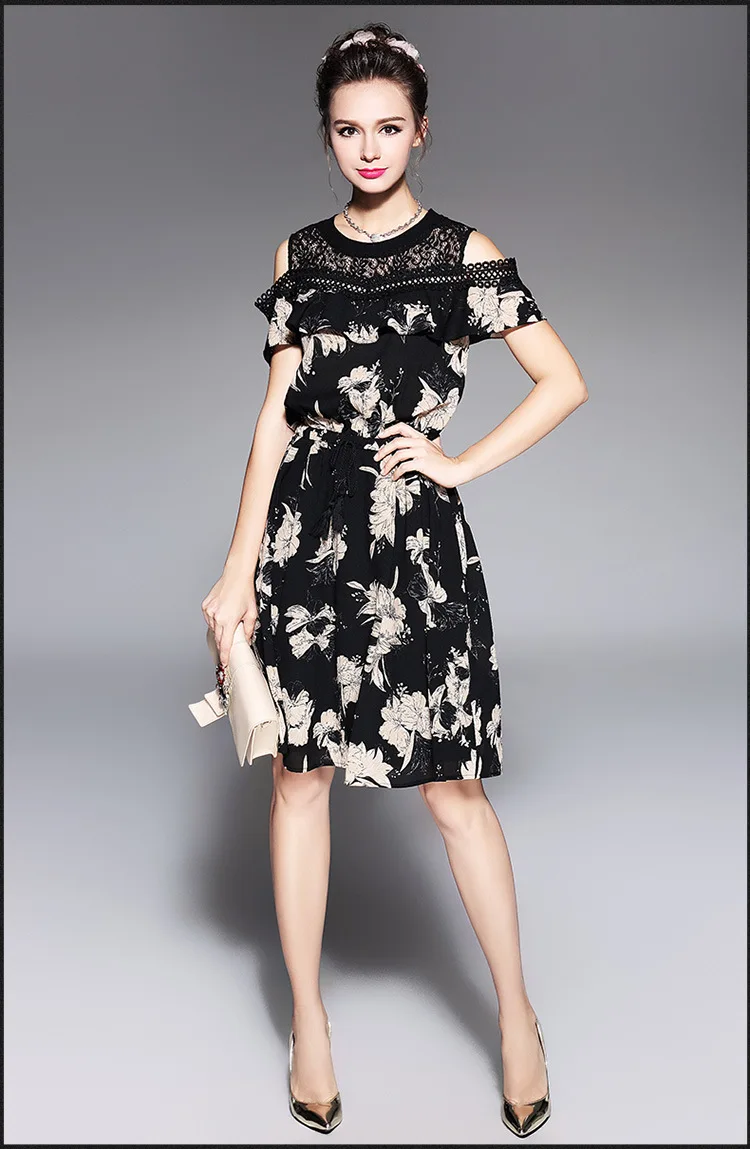 Женское платье с цветочным принтом размера плюс new2017 летнее Элегантное