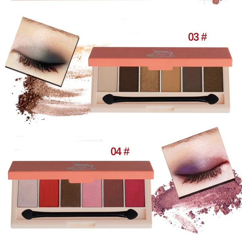 Палитра теней для век Hold Live 6 цветов набор гламурных матовых Smokey Шиммер пигмент