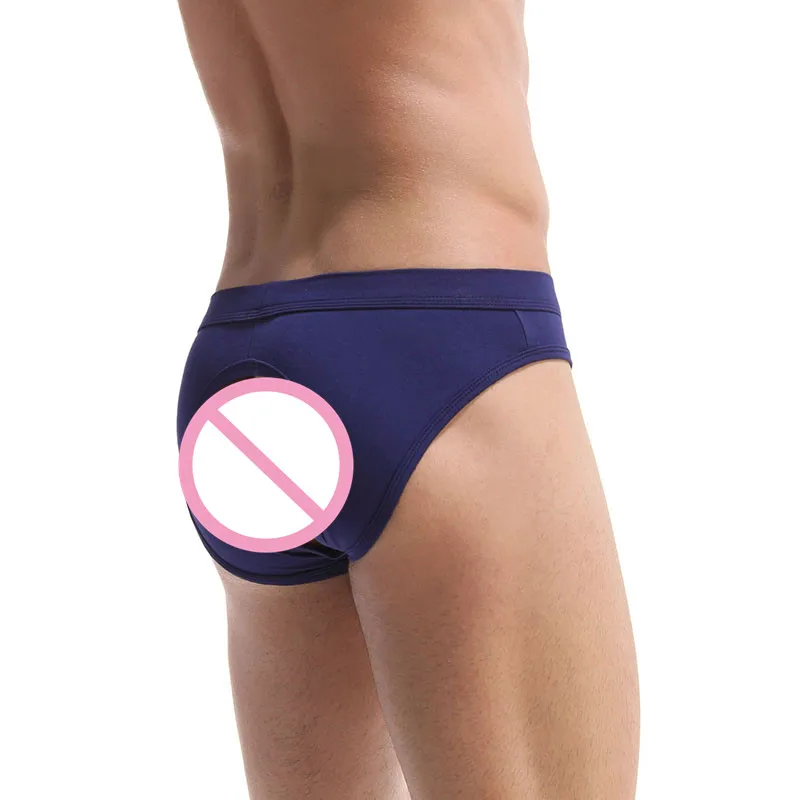 Мужские трусы бикини AIIOU черные однотонные брифы из модала с U образным выпуклым