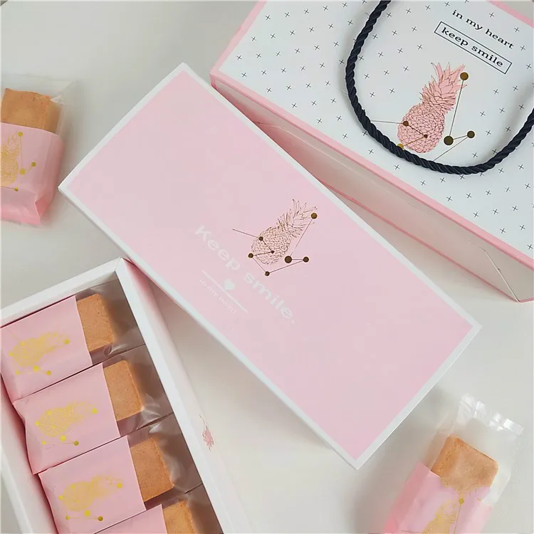 Новая креативная лента розовая горячая золотая ананас коробка для торта конфета