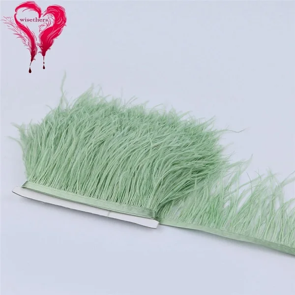 Light Army Green 50 цветов 1 метр Ширина 10-15 см Прекрасный пуховый пушистый окрашенные красочные страусиные перья атласная ленточная отделка бахромы украшения одежды - Цвет: Light Army Green