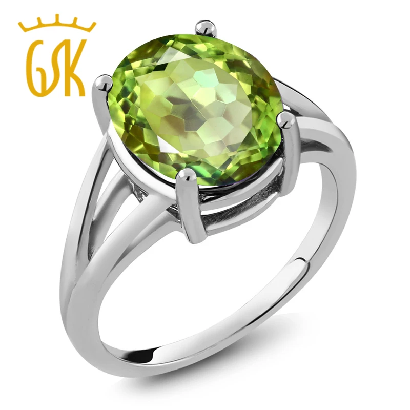 GemStoneKing 0 90 карат овальное натуральное Зеленое яблоко мистическое кварцевое
