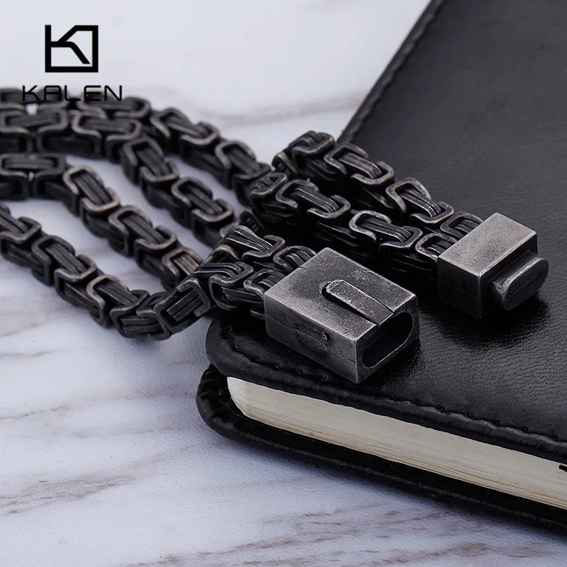 KALEN Punk 22 5 см длинный Византийский браслет для мужчин из нержавеющей стали матовый