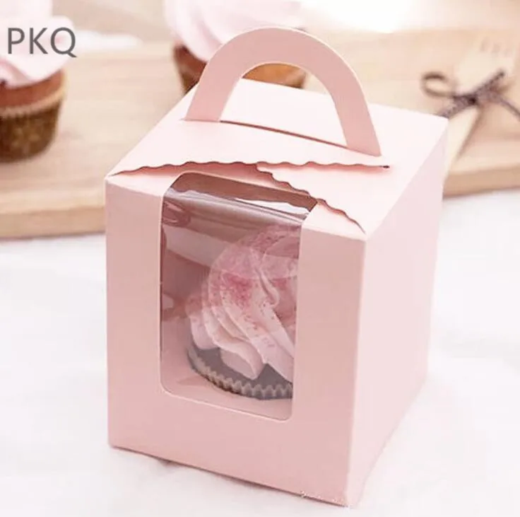30 шт Розовый картонное для кексов коробка с ручкой День рождения чашки торт