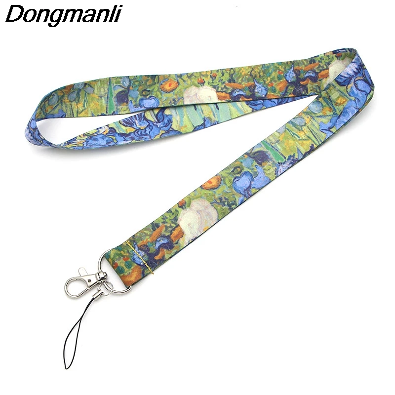 P1906 Dongmanli 1 шт. Ван Гог брелок Lanyards Id бейдж держатель ID карты Пропуск Тренажерный зал мобильный телефон USB бейдж держатель ключевой ремень