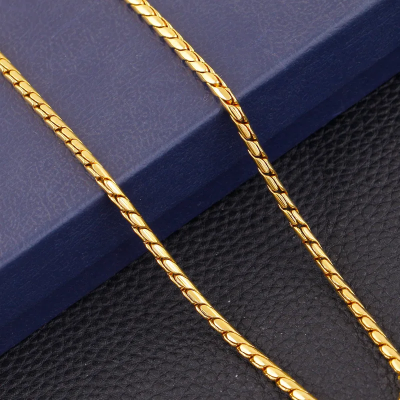 Тонкое ожерелье с костями желтое золото цепочка для женщин и мужчин 20 дюймов |