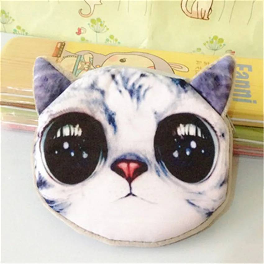 14 3D кошелек для девочек, женская сумка на молнии для лица, мини-кошелек для кошек, Детский кошелек с собакой, плюшевый Кошелек bolsa de moeda, сумка для монет monedero gato - Цвет: 14