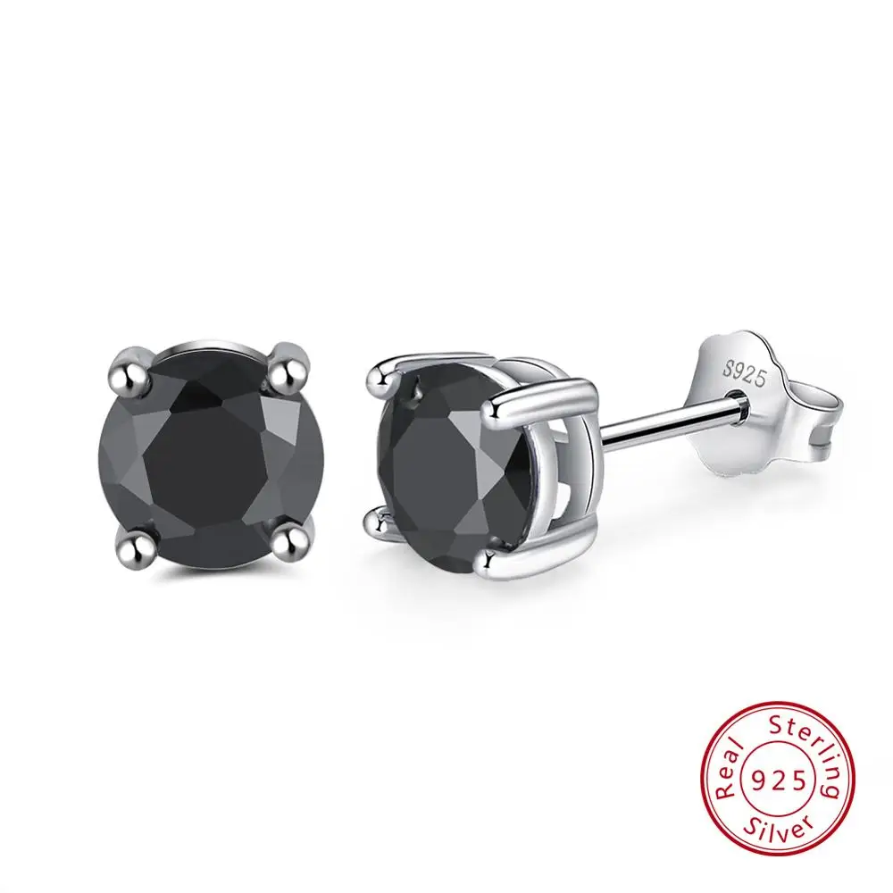 Black Zircon ORSA JEWELS 925 пробы серебряные серьги с камнем рождения для женщин AAA кубический циркон 14 цветов серьги-гвоздики ювелирные изделия из серебра OSE84 - Цвет камня: Black Zircon
