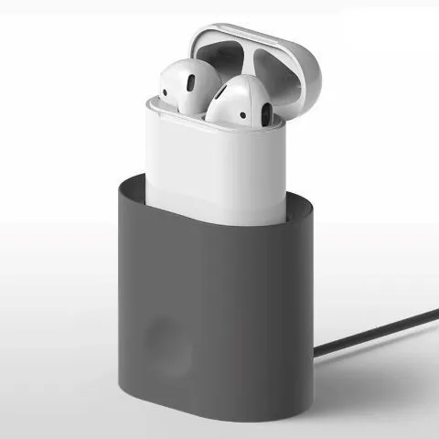 Gray Портативная зарядная док-станция Мягкая силиконовая настольная зарядка анти-падение держатель для AirPods чехол Зарядное устройство Настольный для Airpods 2 Док-станция - Цвет: Gray