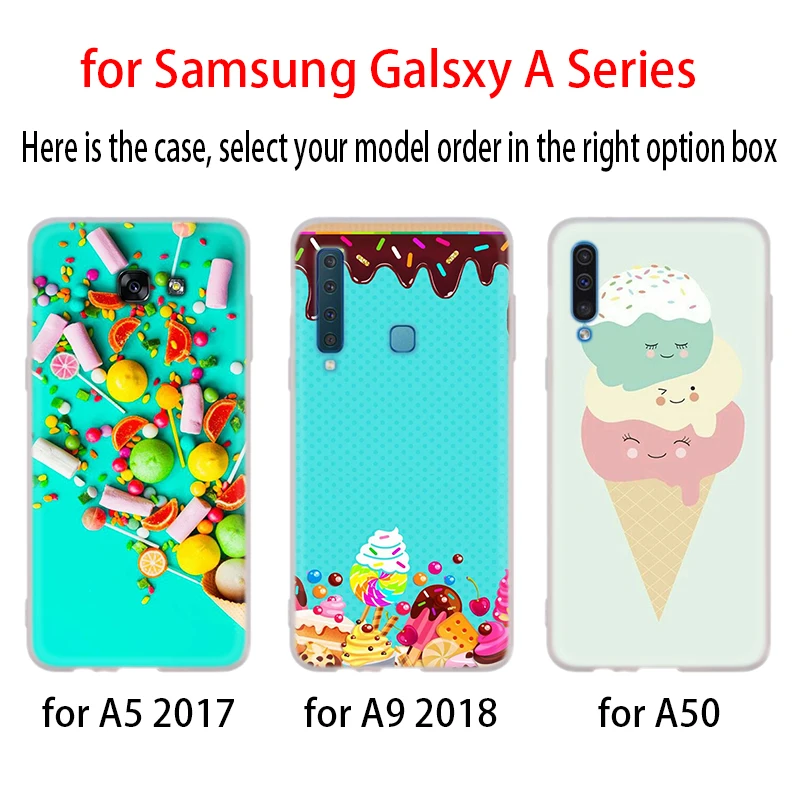 Case For Samsung A32 A52 A72 A12 A42 5g A21S A50 A51 A3 A5 A6 A7 A8 Plus 2018 2017 Cover Melt Ice cream Fancy Rainbow Swirl | Мобильные