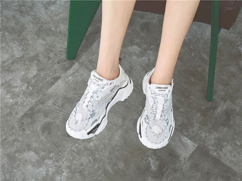 Повседневная Белая обувь; женские кроссовки на платформе; zapatos de mujer; модная брендовая обувь; chaussures femme; женская обувь из натуральной кожи; Цвет Черный