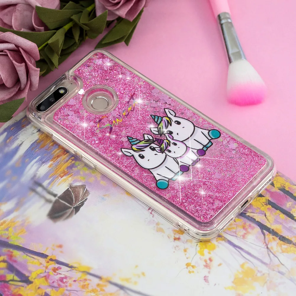 Блестящий Жидкий чехол на huawei honor 7A Pro Чехол для honor 7A huawei Y6 Prime силиконовый чехол ТПУ мягкий чехол для телефона