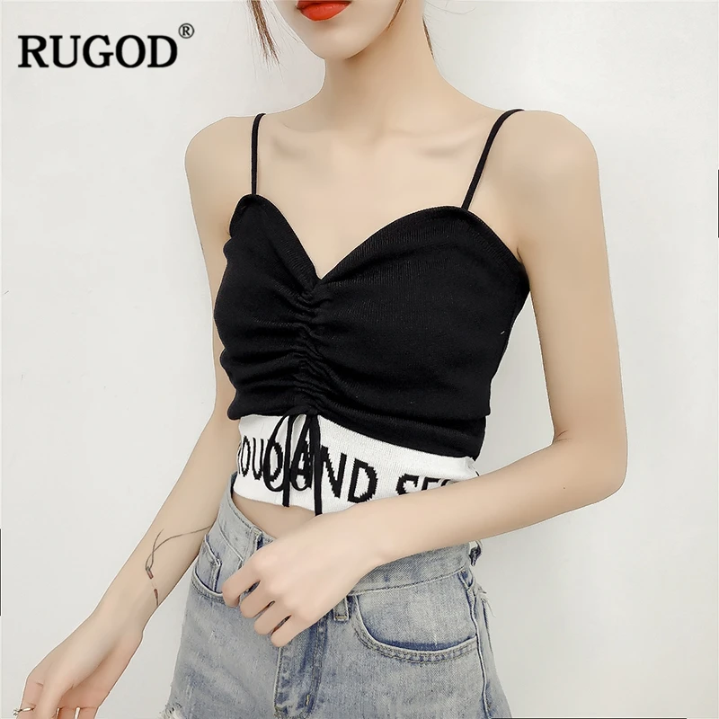 RUGOD 2019 новые летние женские массивные буквы трикотажные короткие сексуальные camis