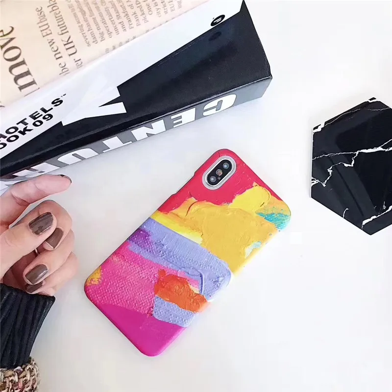 Art Simple Watercolor Oil Painting Apple6 Mobile Phone Shell IPhone7plus/8/6s/X Frosted Set Female | Мобильные телефоны и