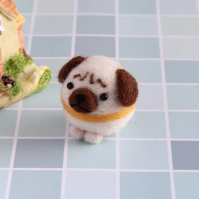 Pug Плюшевый шерстяной войлок DIY Материал сумка для взрослых ручной работы наборы игрушек для валяния милый Пудель маленький щенок корги собака для начинающих - Цвет: Pug