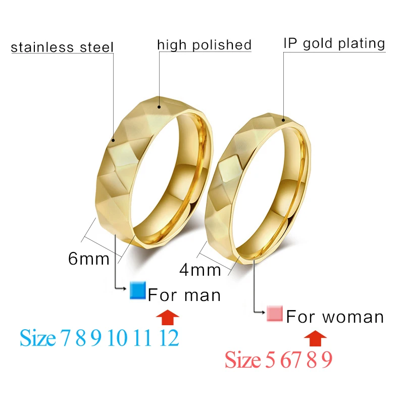 Vnox золото цвет Обручальные кольца для Для женщин мужчин специальный ромб Стиль
