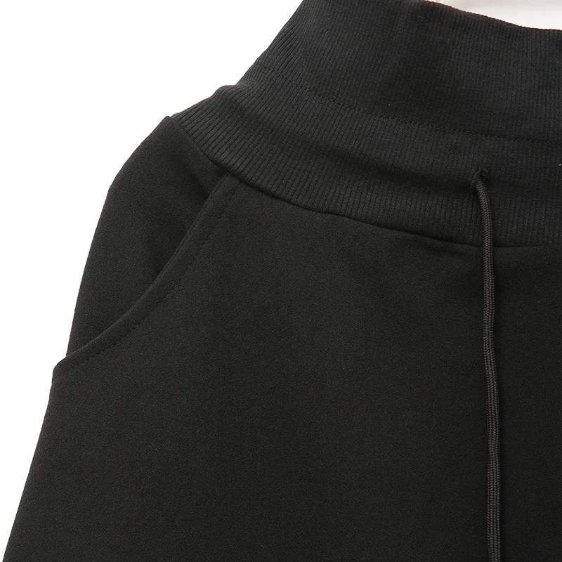 2019 Autumn Winter Harem Pants New Black Solid Drawstring Pockets Causal Loose Big Size Women High Waist Trousers Plus | Женская одежда