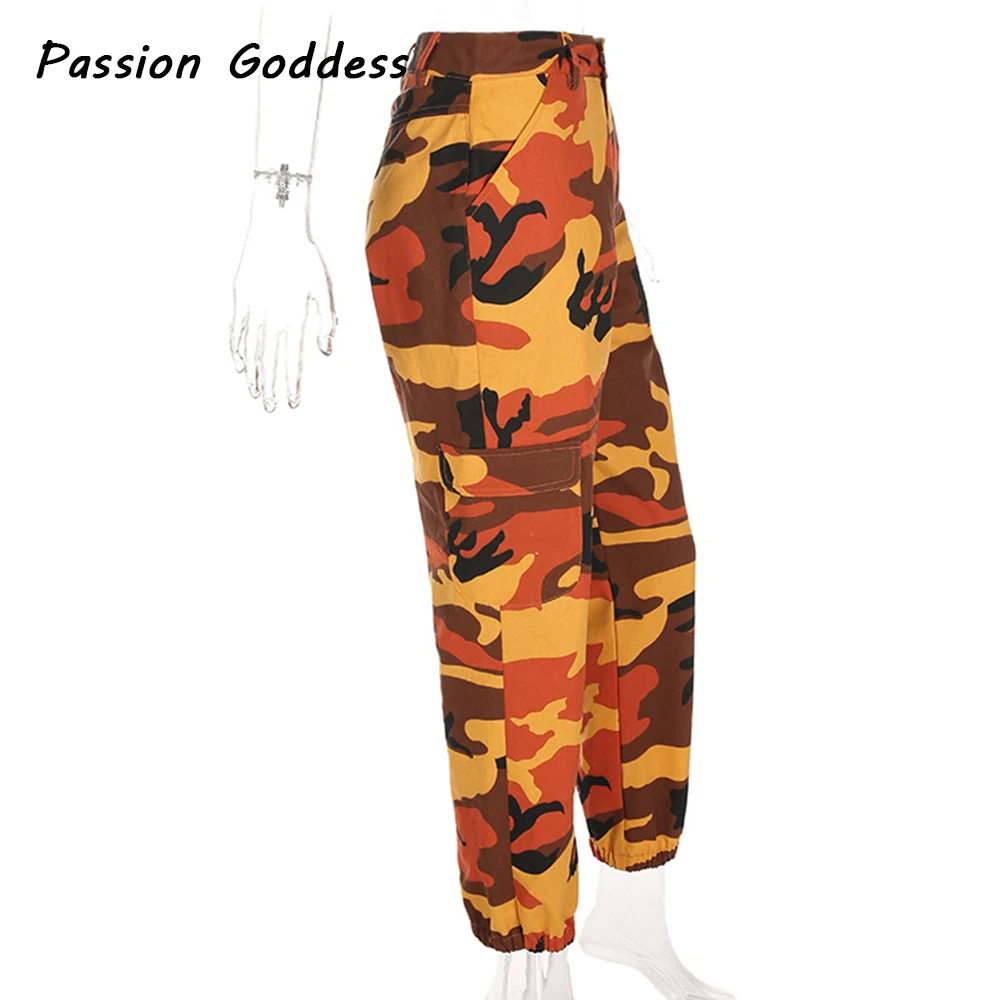 Pantalon Femme, свободные сексуальные штаны, женские камуфляжные панковские брюки, розовые камуфляжные оранжевые фиолетовые розовые спортивные штаны, мешковатые штаны для хип-хопа