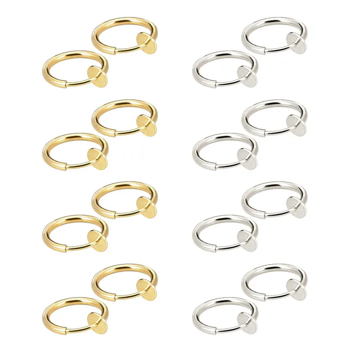 2 Colors 16pcs Клипсы на серьги поддельные серьги не пирсинг весенние серьги для чувствительных ушей поддельные серьги для ушного хряща - Окраска металла: 2 Colors 16pcs