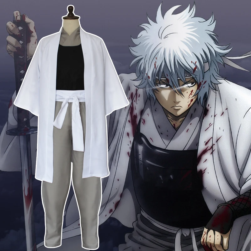 

Японский аниме фильм Gintama костюм Саката гинтоки костюмы Серебряная Душа халат комикс необычный наряд
