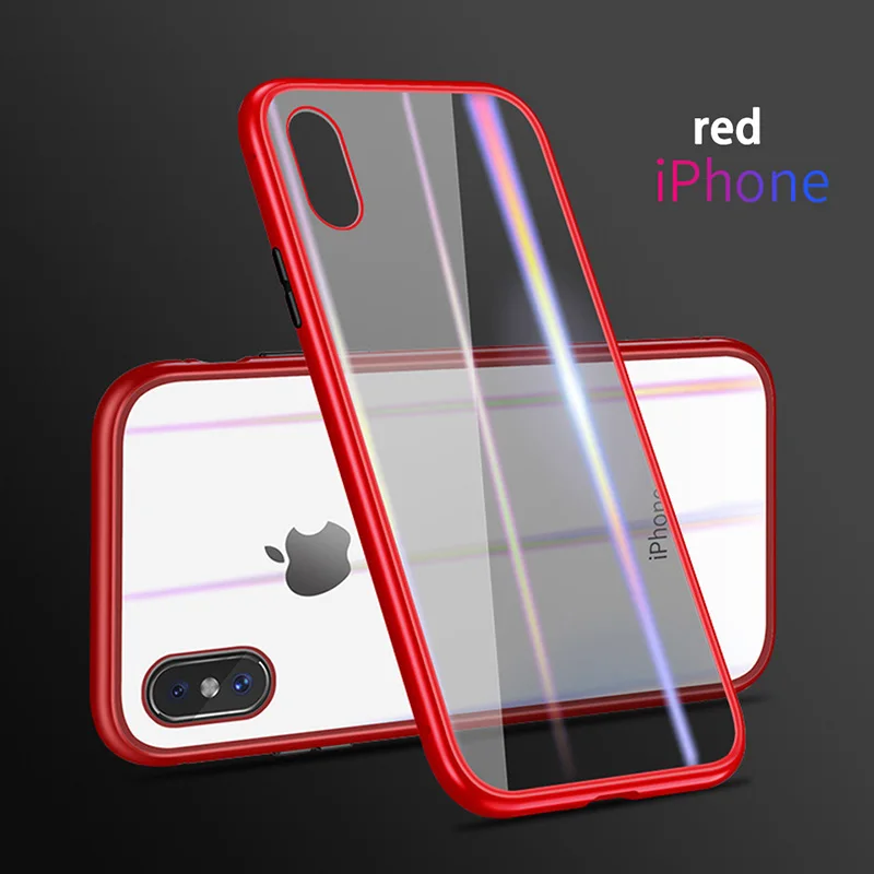 360 Magnetic Adsorption Case for iPhone X 8 Plus 7 6 6S + Tempered Glass Back Cover Hard case |