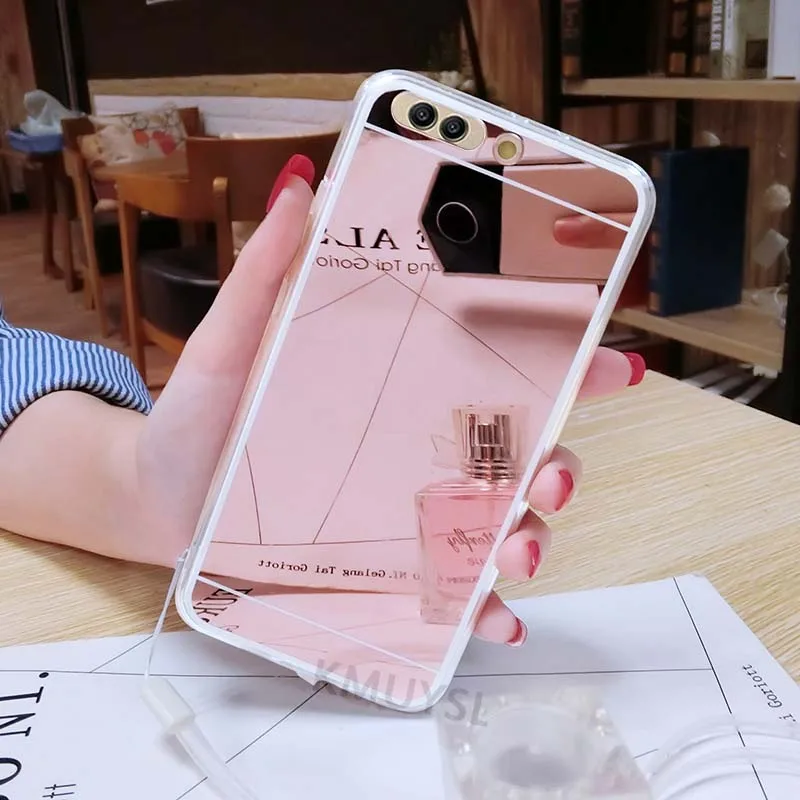 Rose Роскошный зеркальный чехол для Huawei P Smart P8 P9 P10 P20 Lite Honor 7A 7C Pro 8 9 10 Mate 20 Lite Nova 3 3i Y5 Y6 Y9 задняя крышка - Цвет: Rose