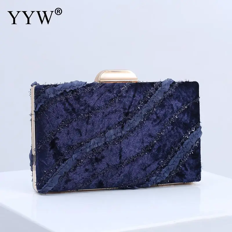 dark blue YYW синяя велюровая женская сумка, Свадебный клатч, Женская сумочка,, винтажные вечерние сумки для банкета, клатчи, женские черные, розовые, белые сумочки - Цвет: dark blue