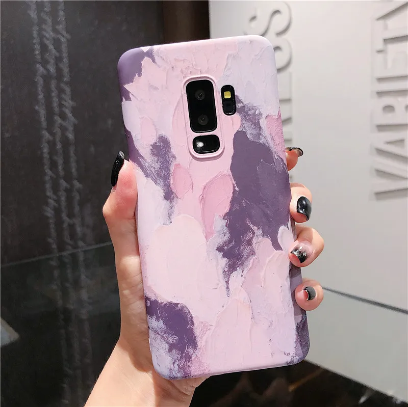 Ourdeals Luminous watercolor doodle Phone Case For Samsung S8 S9 S10plus Note8 9 S10E Cases Half-pack PC hard shell Back Cover | Мобильные