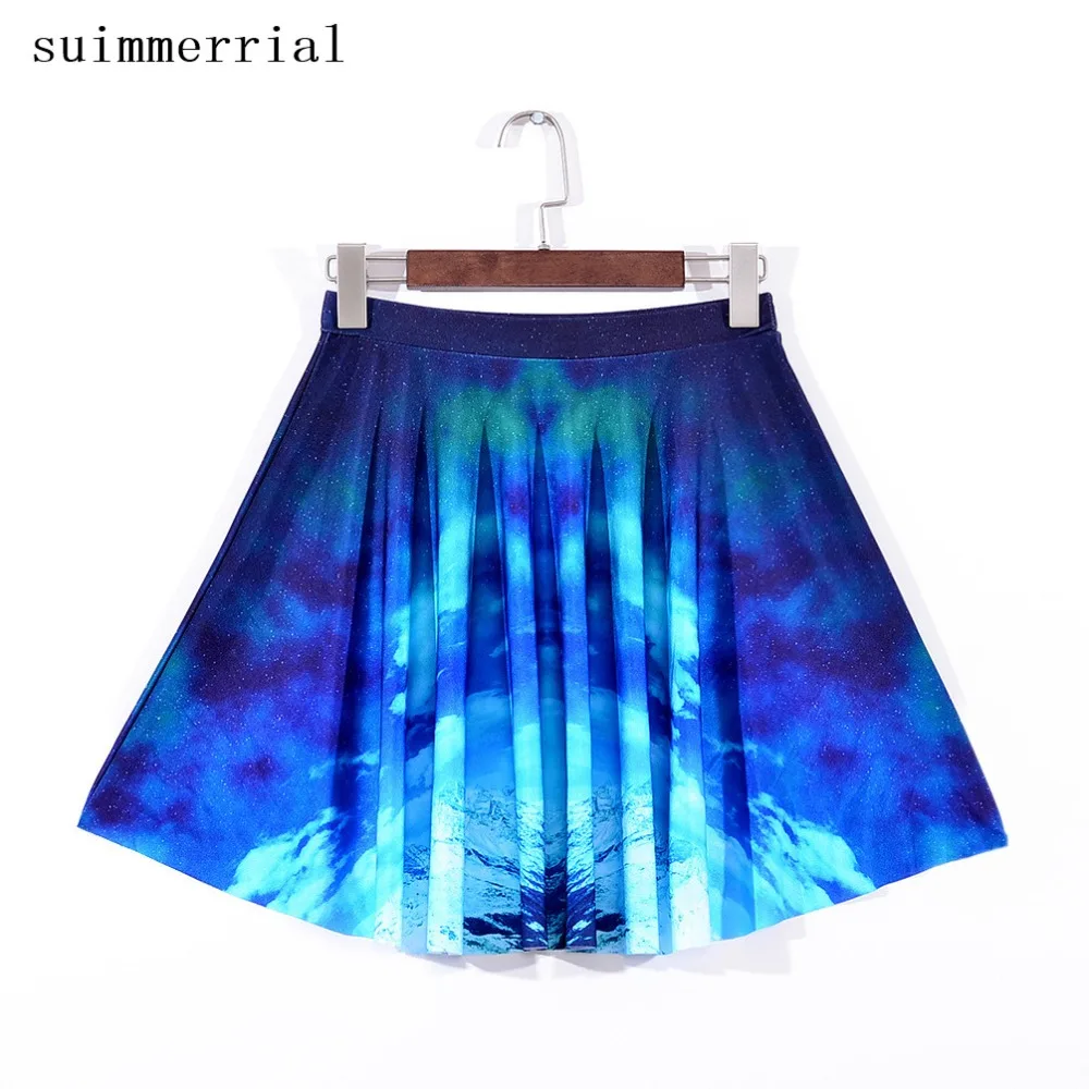 Мини юбка женская с завышенной талией и принтом батальных размеров|skirt female|galaxy