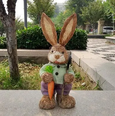 men rabbit High-45cm, соломенный кролик. Мори моделирование животных декоративный Пасхальный кролик украшения свадебные съемки реквизит, окно - Цвет: men rabbit