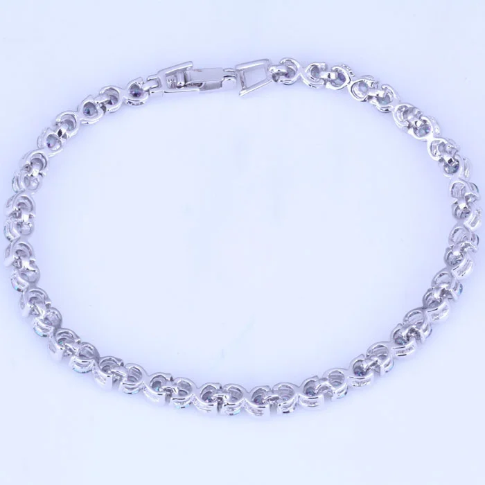 Женский изысканный браслет-цепочка и звеньевой браслет Цвет мистик серебристый