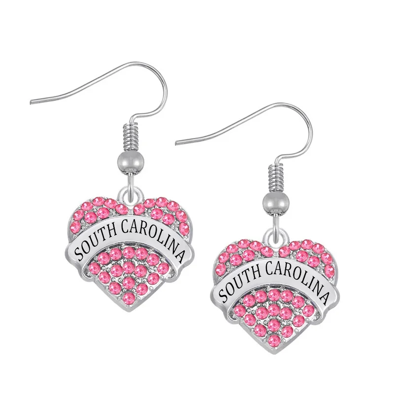 Индивидуальные Модные женские серьги в форме сердца из штата Южной Каролины|pave
