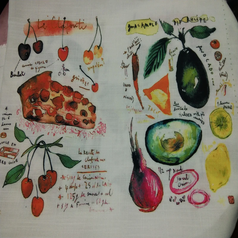 Ткань из хлопка и полиэстера с принтом яблока груши клубники торта для шитья | Дом