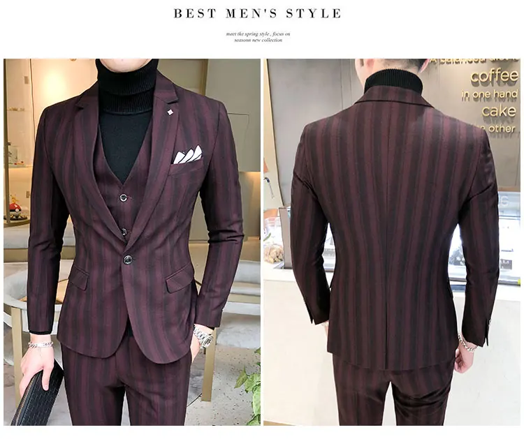 3piece Men Suit Fashion Plus Size Autumn Wedding Suits For Men Slim Fit Casual Groom Tuxedo Young Man Formal Wear 5XL-S Hot