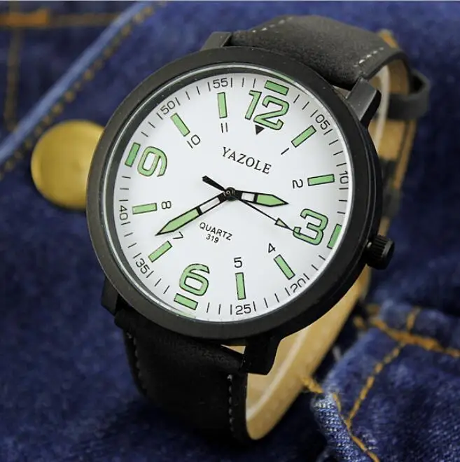 YAZOLE мужские часы светящиеся наручные часы reloj hombre мужские часы erkek kol saati Новинка - Цвет: Black-White