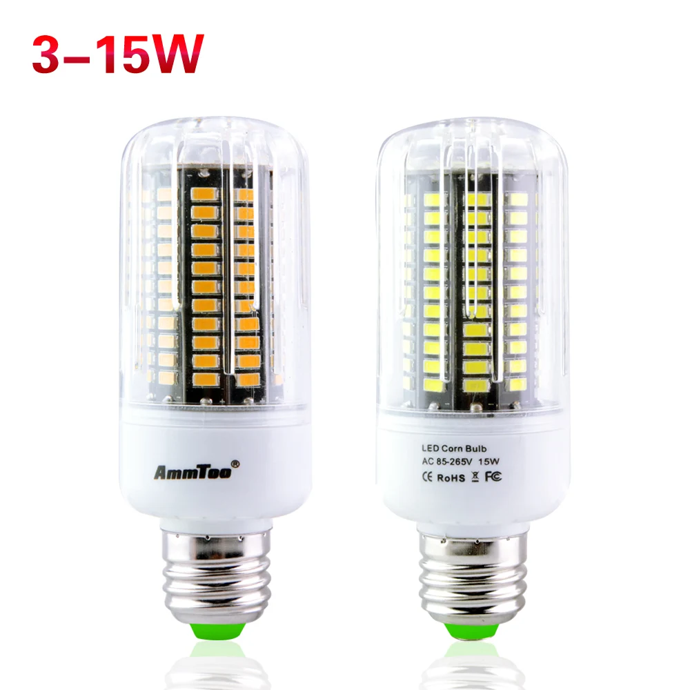 Новинка 1 шт. 5736 SMD ярче чем 5730 5735 Светодиодная лампа кукуруза 3 Вт 5 7 9 12 15 E27