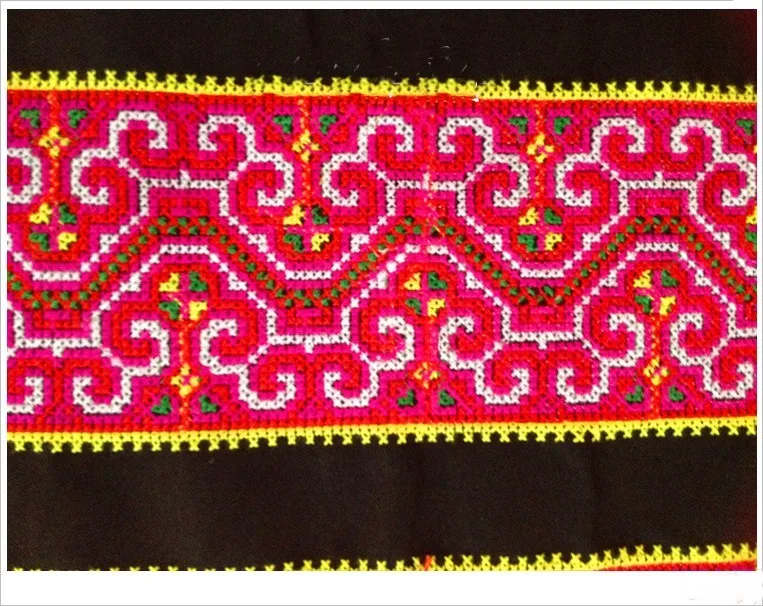 Miao hmong вышивка крючком хлопчатобумажная ткань кружевная отделка 10 см платье