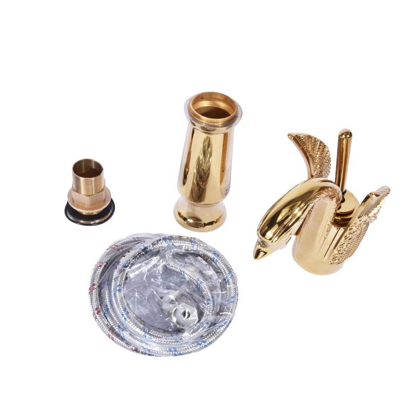1PC SY-8005 New Design Luxury Copper hot and cold taps Swan faucet Gold plated gold wash basin high | Обустройство дома