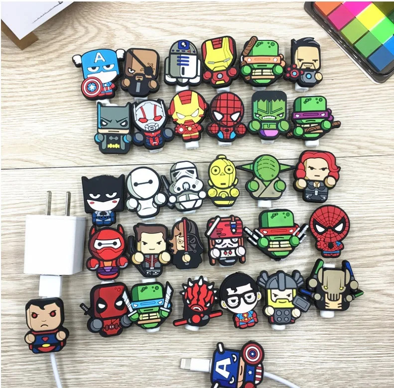 Мультфильм USB кабель протектор Управление линии передачи данных Организатор клип Protetor De Кабо намотки кабеля для iPhone samsung huawei