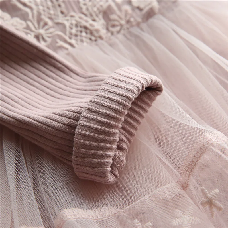 Новинка 2017 года осенне-зимнее платье для девочек повседневные кружевные платья с