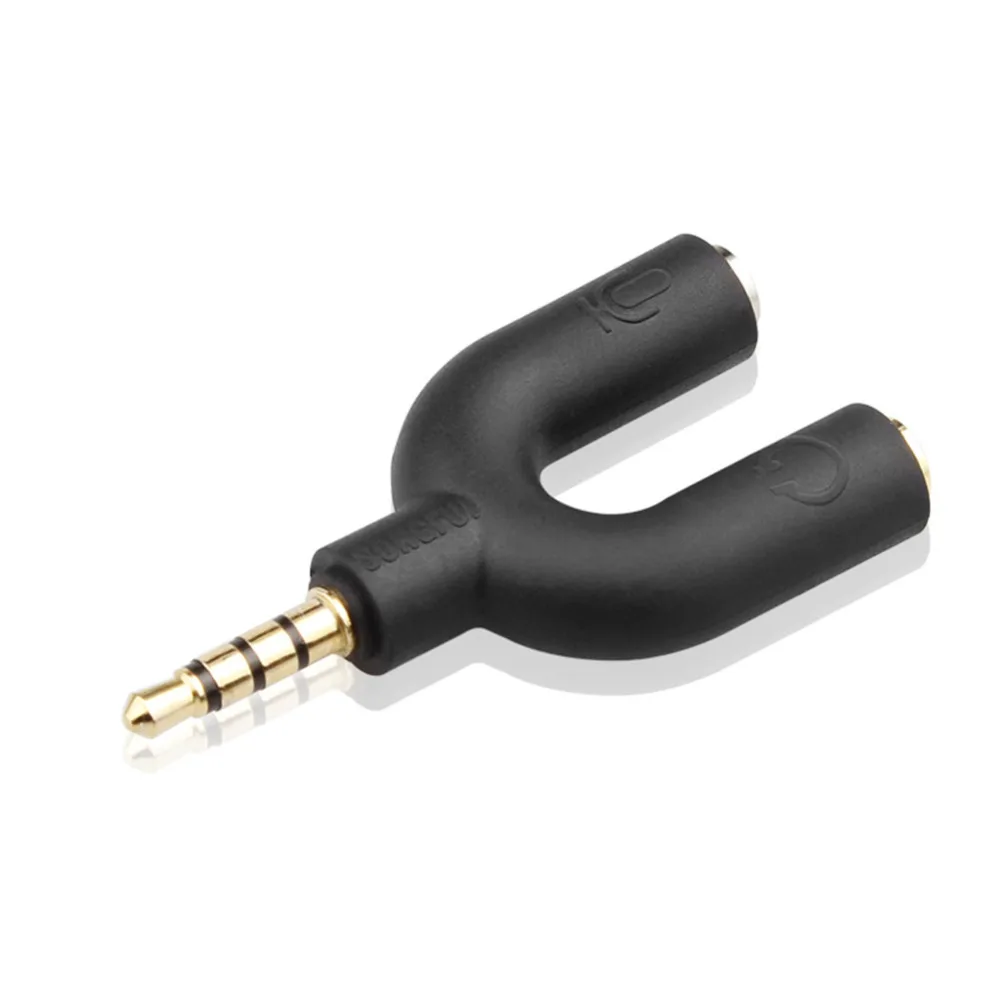 New 2 in 1 Swivel Connector For Computer Mobile Phone PC Adapter U Type Dual 3.5 MM Headphone Plug Audio Cables Splitter Mic |