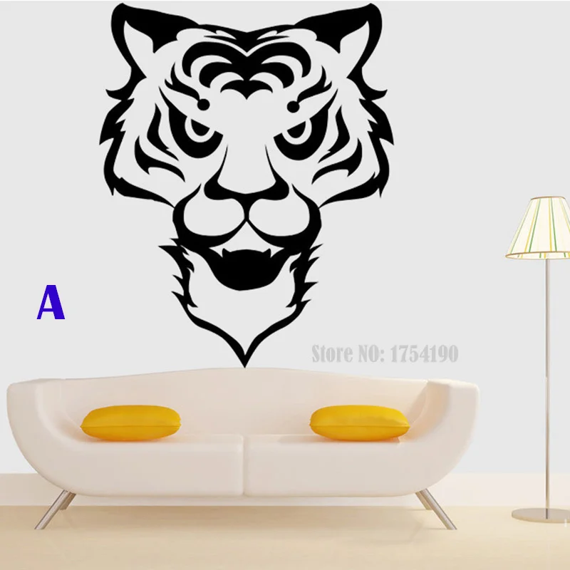 

Free Shipping Wall stickers Home decor SIze:500mm*600mm PVC Vinyl paster Removable Art Mural tiger RS5060