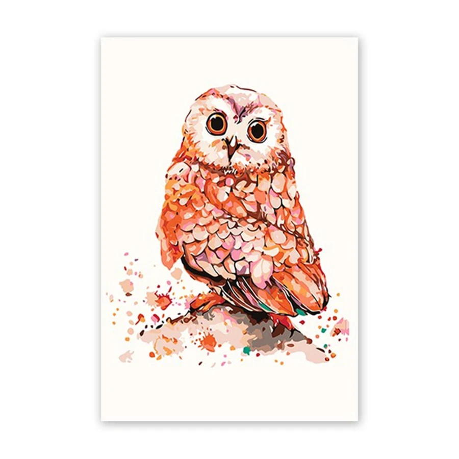 

Owl winter DIY digital oil painting lovely child partner lively childhood