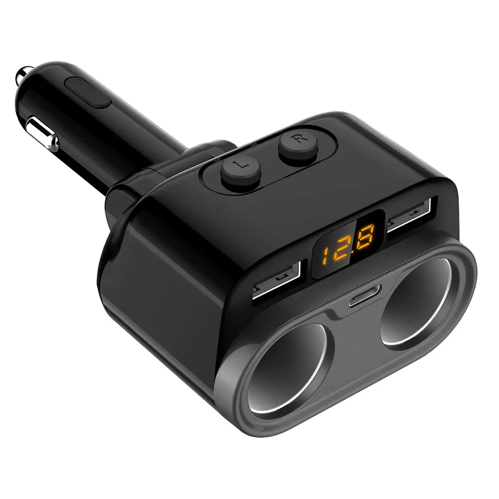 

C47 Car Charger High Power One Into Two Cigarette Lighter Car Charger Type-C Dual USB Car Charger Free Dropship