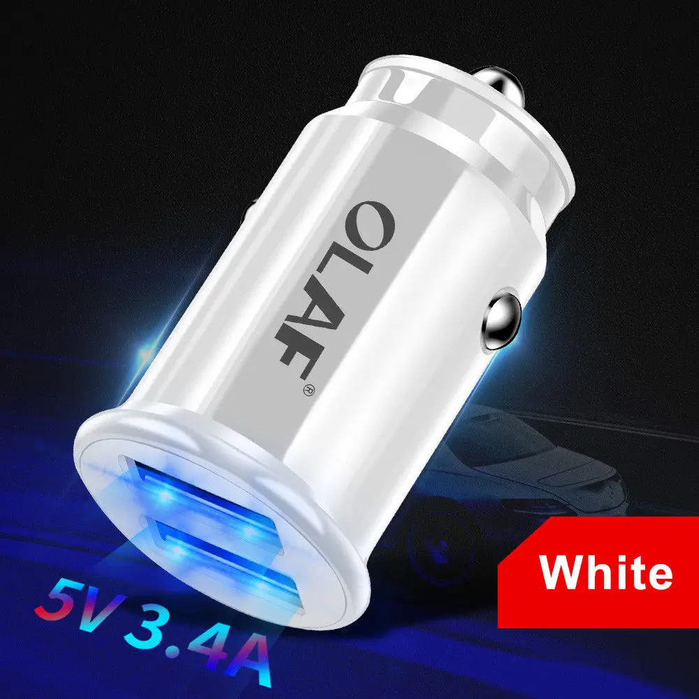OALF мини USB Автомобильное зарядное устройство для iPhone X 8 7 6 Plus 3.4A быстрое автомобильное зарядное устройство для Xiaomi Redmi Note 7 двойной Переходник USB для зарядки в машине - Тип штекера: White