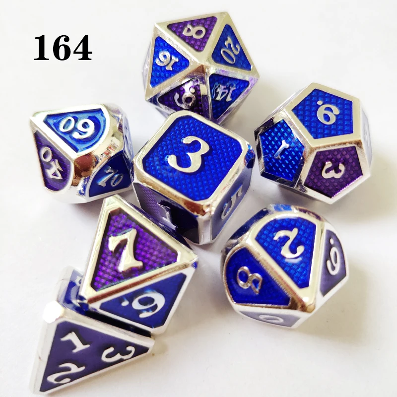 DnD металлические кости RPG MTG кости персонализированный шрифт кости включая различные цвета кости мешок D4 D6 D8 D10 D12 D20 - Цвет: 164