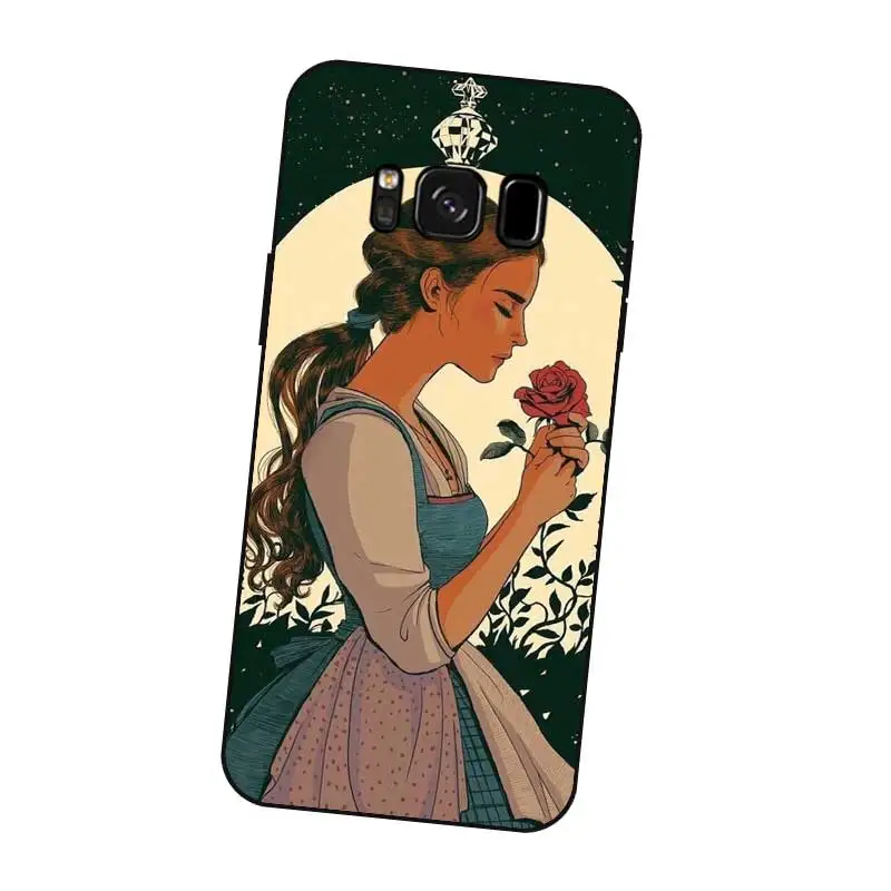 P013 Beauty Beast Rose Black Silicone Case Cover For Samsung Galaxy S5 S6 S7 S8 S9 S10 5G S10E S11 S11E Lite Edge Plus |