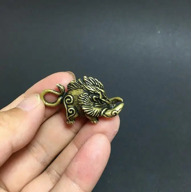 Медная Статуя коллекционные китайские латунные Резные животные дикие кабаны